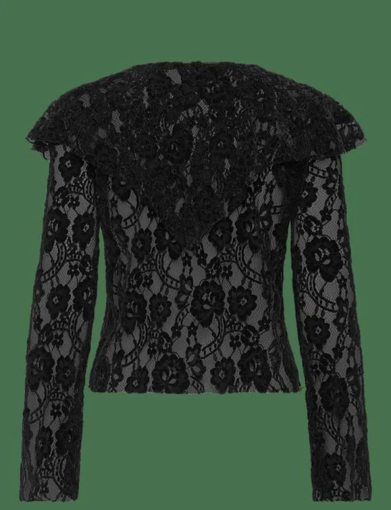 Tolpa Lace Black Blouse - Långärmade blusar