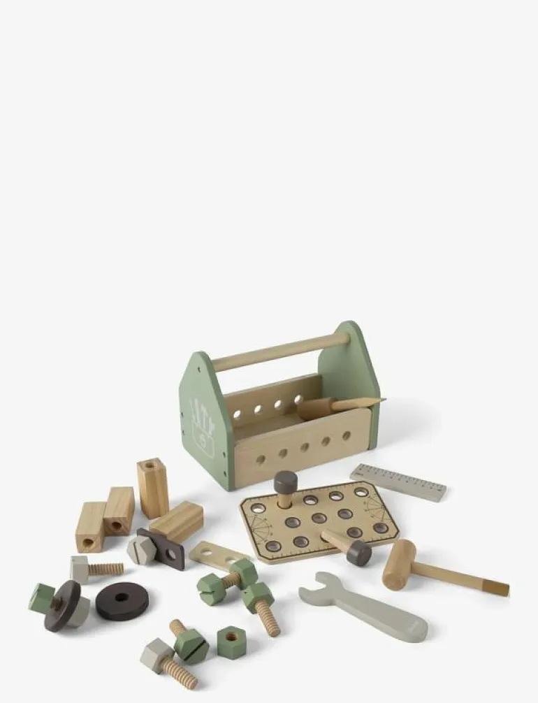 TOOL BOX WOOD IN GIFT BOX 26 PARTS - Leksaksverktyg