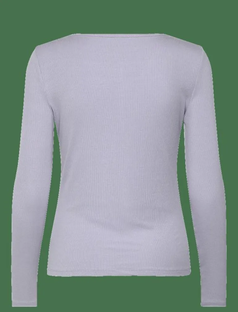 TOP LS RIB MODAL HENLEY - Överdelar