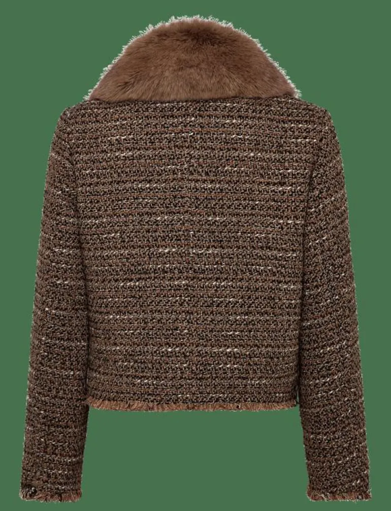 Tweed jacket with fur collar - Enkelknäppta kavajer