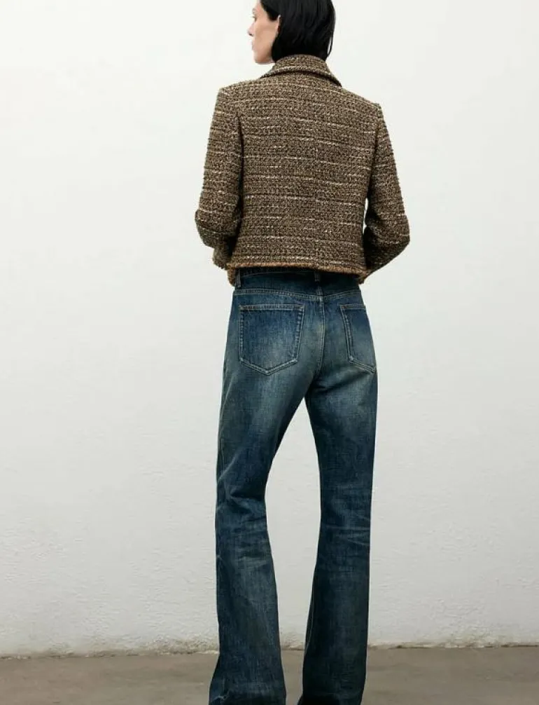 Tweed jacket with fur collar - Enkelknäppta kavajer