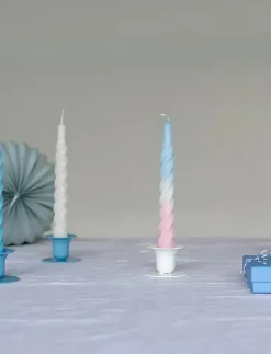 Twisted Candles, 6 piece box, multi colored - Kronljus