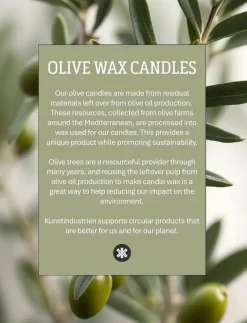 Upcycled olive wax pillar candle - Kronljus