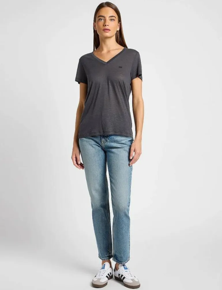 V NECK TEE - T-shirts