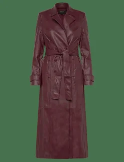 VEGAN LEATHER LONGLINE COAT - Tunna kappor