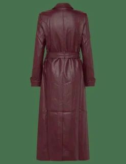 VEGAN LEATHER LONGLINE COAT - Tunna kappor