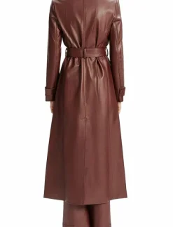 VEGAN LEATHER LONGLINE COAT - Tunna kappor