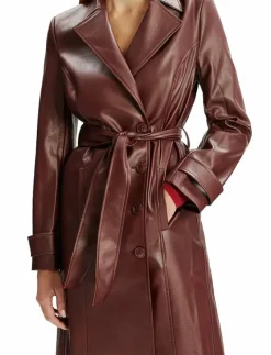 VEGAN LEATHER LONGLINE COAT - Tunna kappor