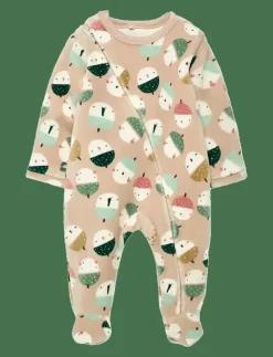 Velour play suit printed for baby -BCI - Långärmad bodysuit