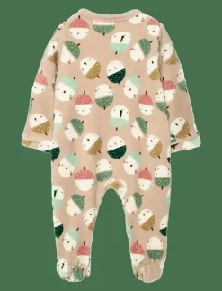 Velour play suit printed for baby -BCI - Långärmad bodysuit