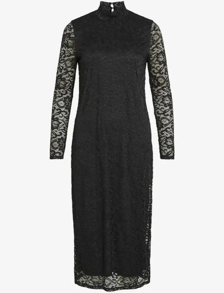 VIDIDA L/S HIGH NECK MIDI LACE DRESS/KA - Midiklänningar