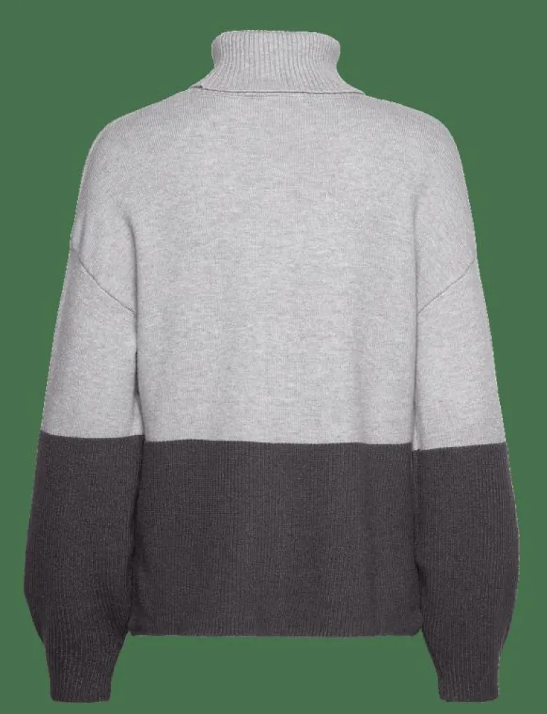 VIRIL BLOCKING ROLL-NK L/S KNIT TOP-NOOS - Stickat