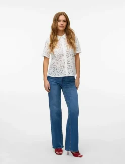 VMHONEY LACE SS SHIRT WVN GA - Kortärmade skjortor