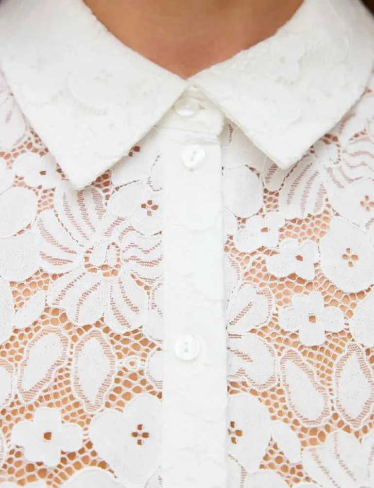 VMHONEY LACE SS SHIRT WVN GA - Kortärmade skjortor