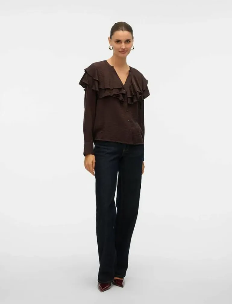 VMLIZZI LS FLOUNCE TOP WVN GA - Långärmade blusar