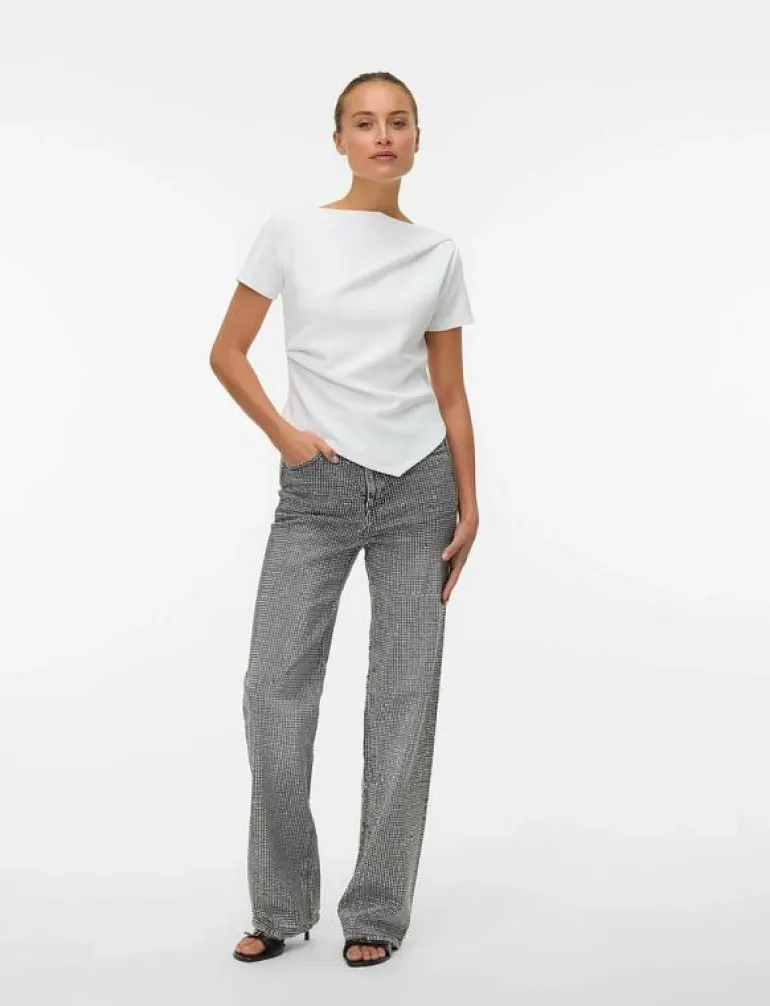 VMTESSA HR WIDE RHINESTONE JEANS RA206 - Vida byxor