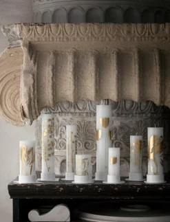 Wax Alter Candles 7x 12- Gold Wild Flowers - Blockljus