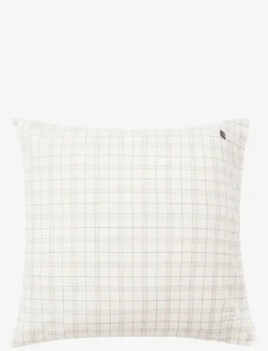 White/Beige Cecked Lyocell/Cotton Pillowcase - Örngott
