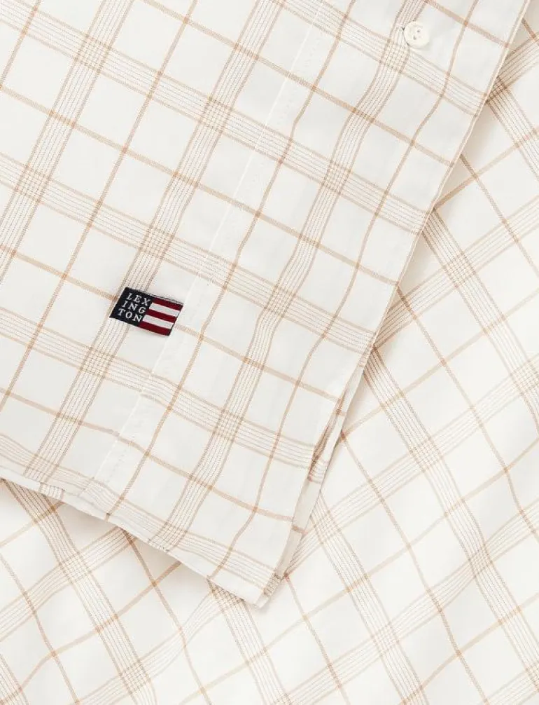 White/Beige Cecked Lyocell/Cotton Pillowcase - Örngott