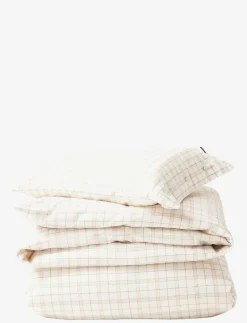 White/Beige Checked Lyocell/Cotton Bed Set - Påslakanset