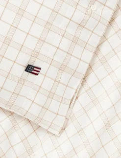 White/Beige Checked Lyocell/Cotton Bed Set - Påslakanset