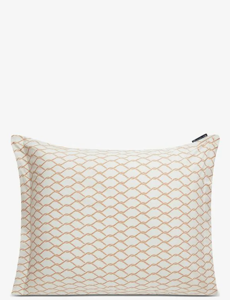 White/Beige Rope Printed Cotton Poplin Pillowcase - Kuddfodral