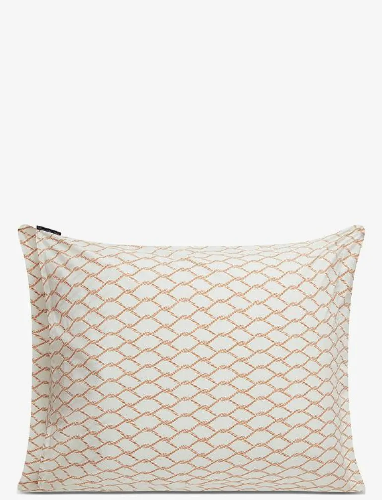 White/Beige Rope Printed Cotton Poplin Pillowcase - Kuddfodral