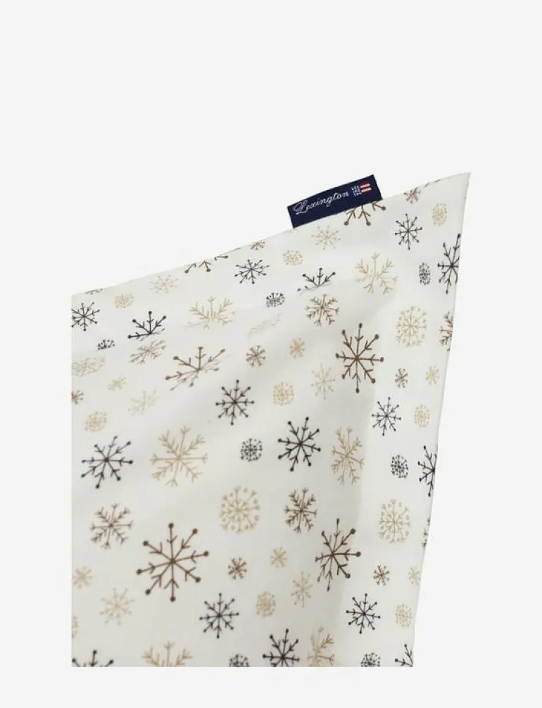 White/Beige Snowflake Printed Flannel Pillowcase - Örngott
