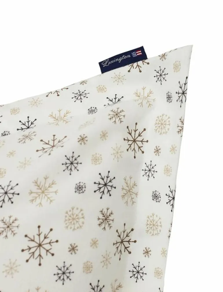 White/Beige Snowflake Printed Flannel Pillowcase - Örngott