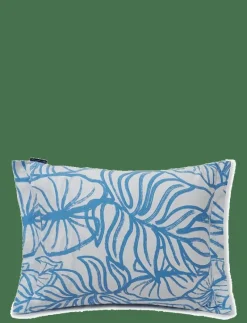 White/Blue Printed Cotton Sateen Pillowcase - Örngott