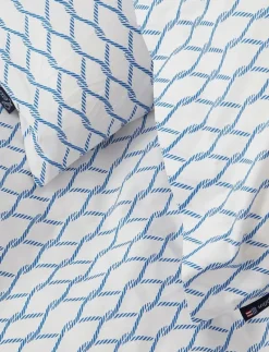 White/Blue Rope Printed Cotton Poplin Bed Set - Påslakanset