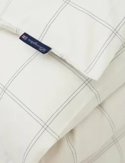 White/Dk Blue Checked Lyocell/Cotton Duvet Cover - Påslakan