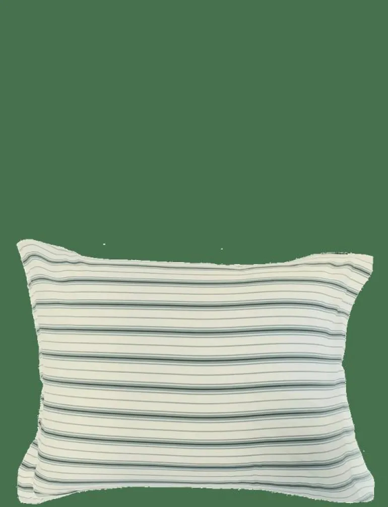 White/Eucalyptus Striped Cotton Poplin Bed Set - Påslakanset