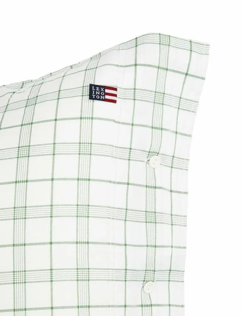 White/Green Checked Lyocell/Cotton Pillowcase - Örngott