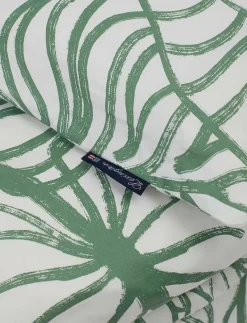White/Green Printed Cotton Sateen Bed Set - Påslakanset