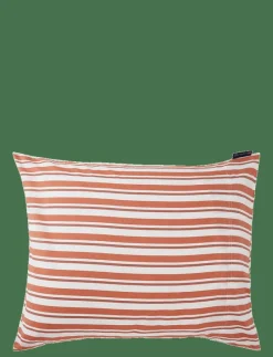 White/Terra Striped Cotton Poplin Pillowcase - Örngott