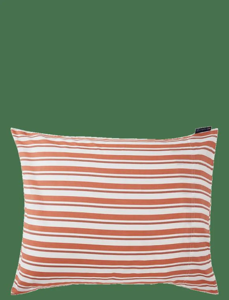 White/Terra Striped Cotton Poplin Pillowcase - Örngott