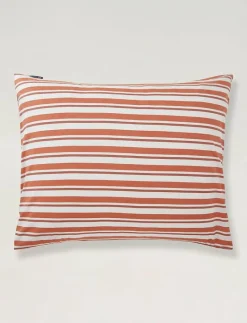 White/Terra Striped Cotton Poplin Pillowcase - Örngott