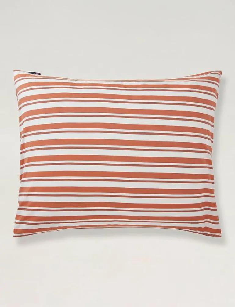 White/Terra Striped Cotton Poplin Pillowcase - Örngott