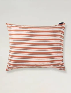 White/Terra Striped Cotton Poplin Bed Set - Påslakanset