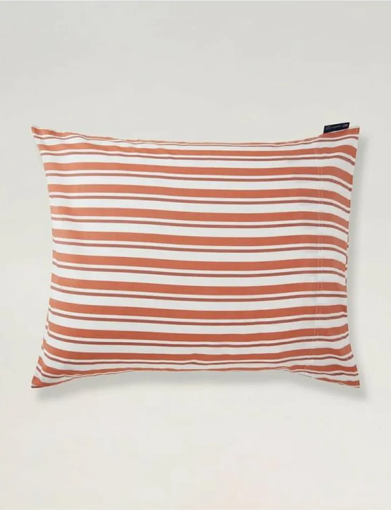 White/Terra Striped Cotton Poplin Bed Set - Påslakanset