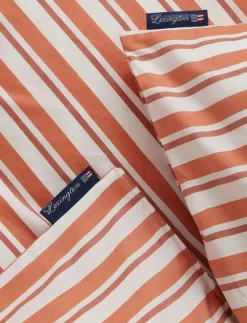 White/Terra Striped Cotton Poplin Bed Set - Påslakanset