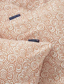 White/Terra Wave Printed Cotton Sateen Bed Set - Påslakanset