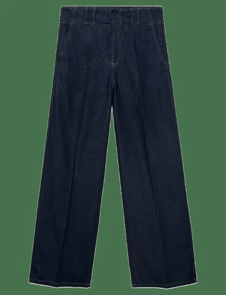 Wide leg denim trousers with belt loops - Vida byxor