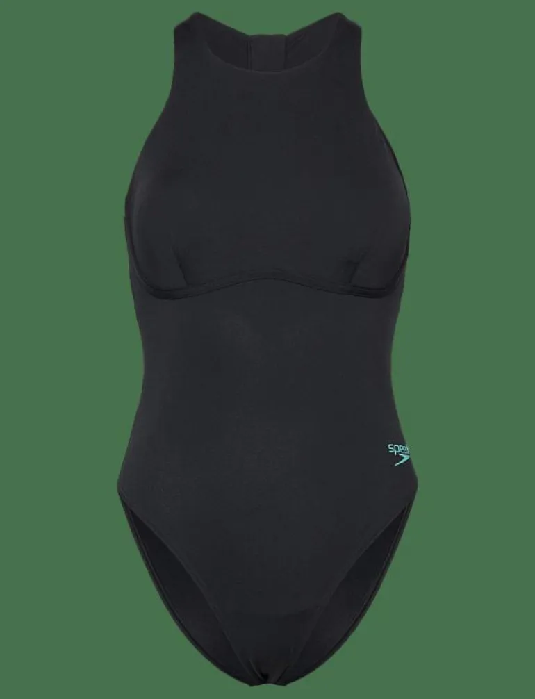 Womens Racer Zip Swimsuit with Built in Swim Bra - Baddräkter