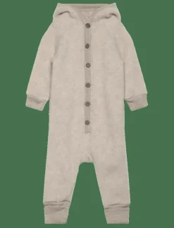 Wool Baby Suit w. Hood - Långärmad bodysuit