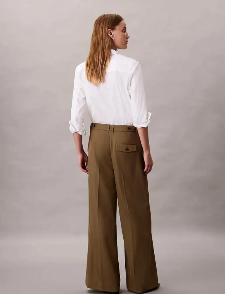 Wool Gaberdine Wide Leg Trouser - Vida byxor