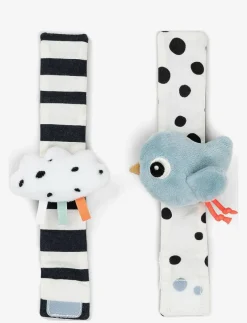 Wrist rattle set 2-pack Happy clouds Blue - Interaktiva leksaker