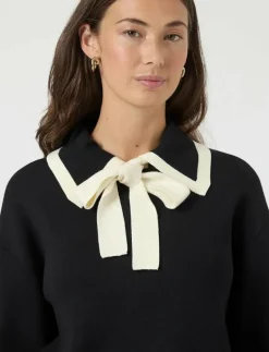 YASJOSIE LS BOW KNIT TOP - Stickat