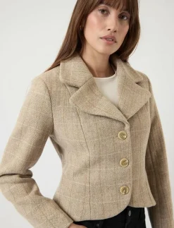 YASTHELA LS WOOL BLEND SHORT JACKET - EX - Enkelknäppta kavajer